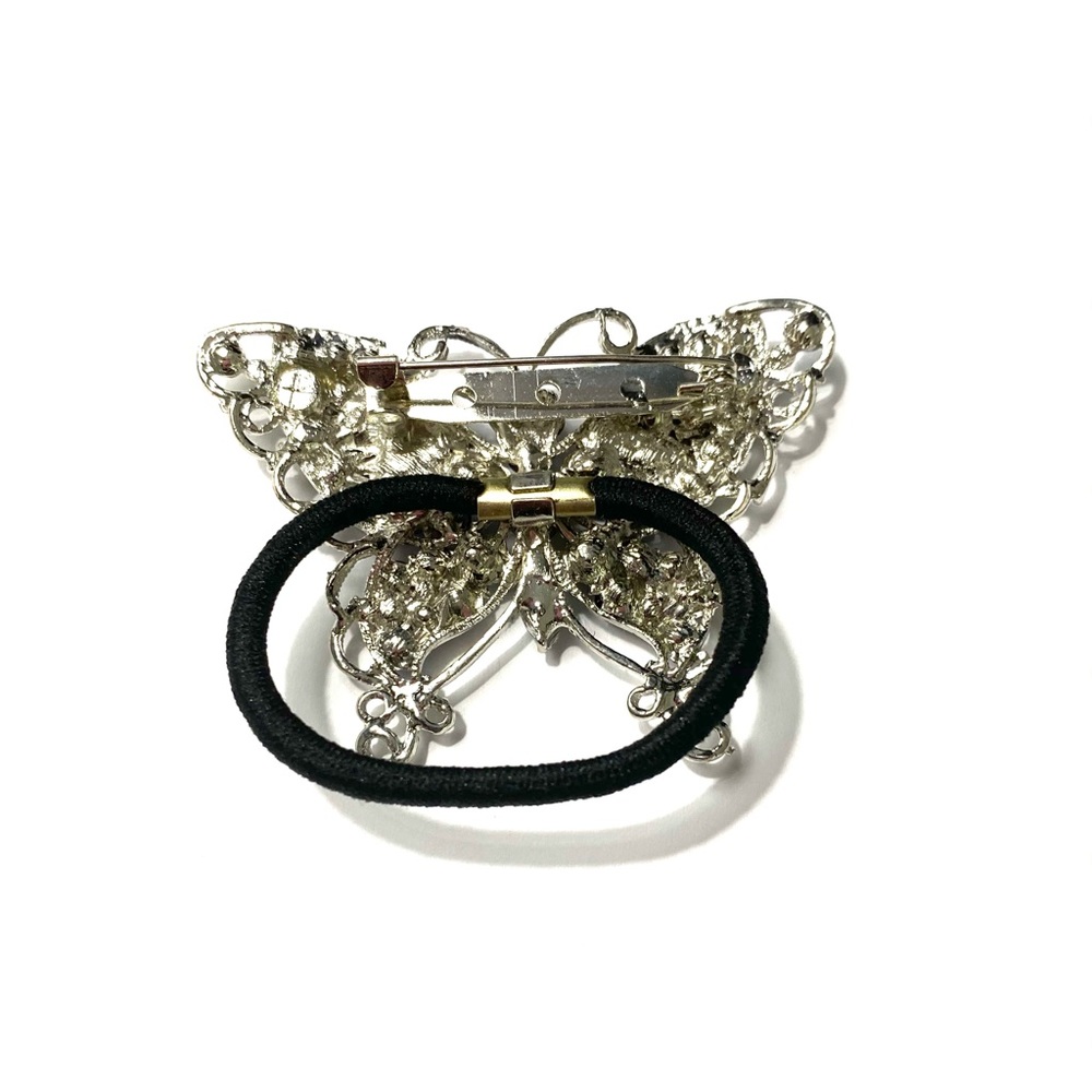 Black Butterfly Ponytail holder / brooch - Picture 2 of 2
